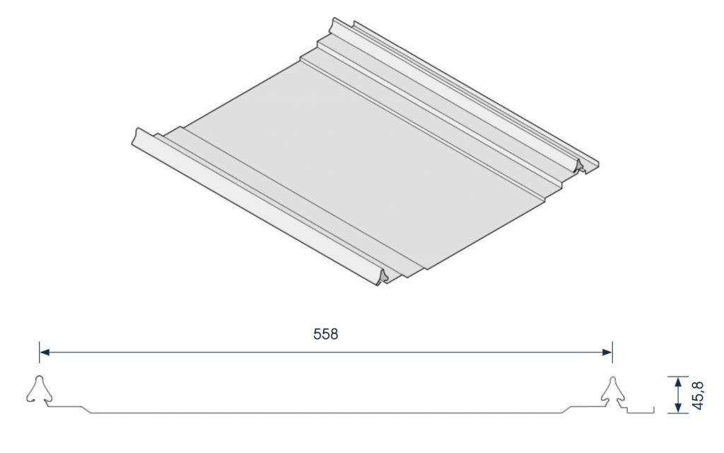 Lastre metalliche continue per facciate e coperture - lastra 558mm