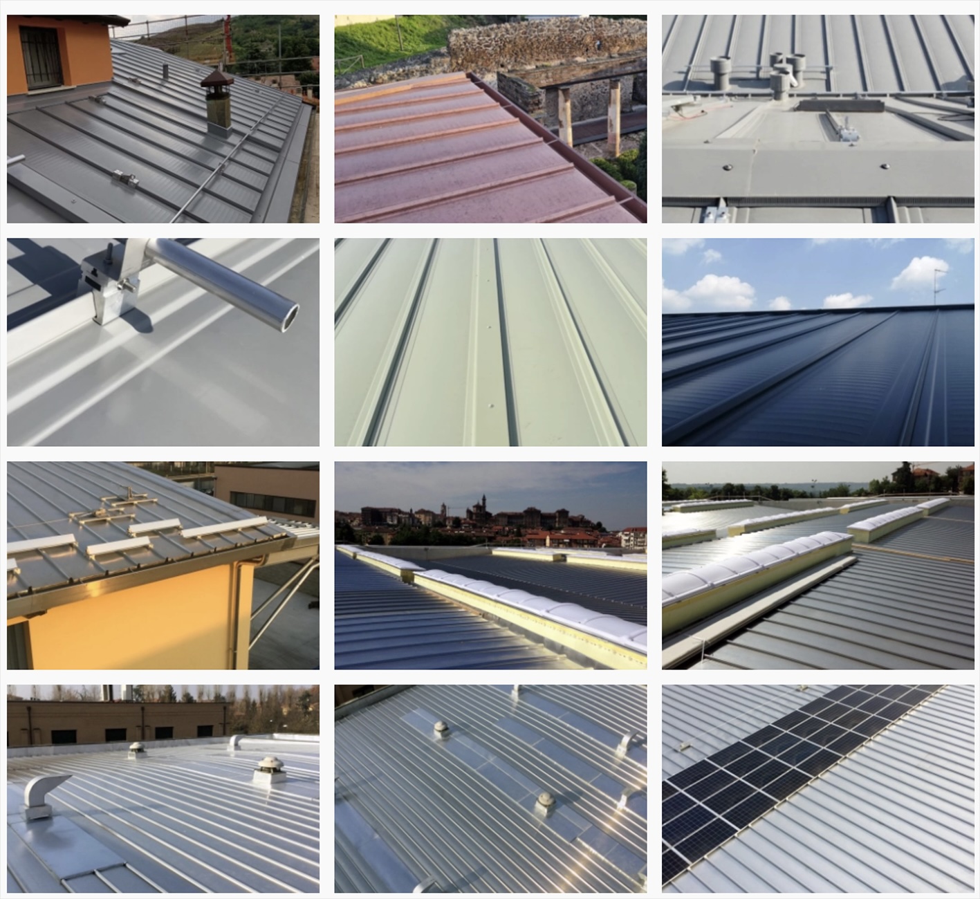 Lastre metalliche continue per facciate e coperture - Esempi lastre e materiale